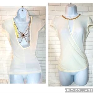 Lovenation White Sheer Rhinestone Embellished Top (NWD)